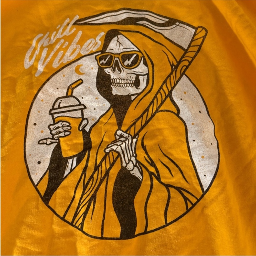 MAD Engine 💀 Reaper “Chill Vibes” Yellow Graphic Hoodie - Picture 6 of 6